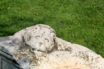 Historic stone monuments in park in Sibenik, Croatia.