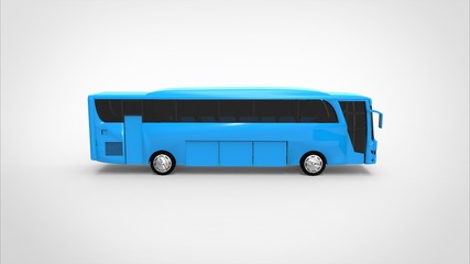 blue bus 3d white background