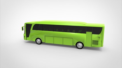 green bus 3d white background