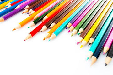 Color pencils isolated on white background
