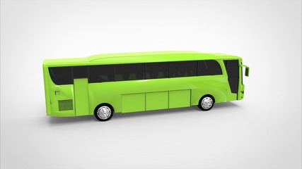 green bus 3d white background