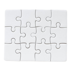 White jigsaw puzzle isolated on white background - clipping paths.