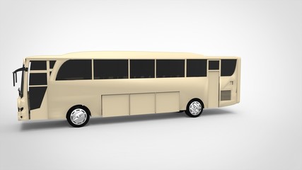 cream bus 3d white background