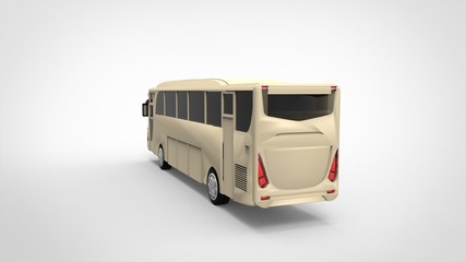cream bus 3d white background