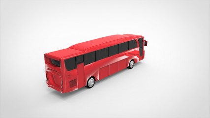 Fototapeta na wymiar red bus 3d white background