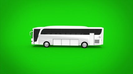 white bus 3d green background