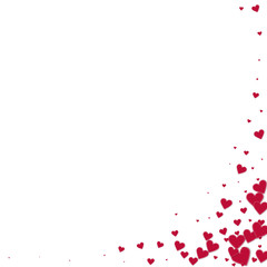 Fototapeta na wymiar Red heart love confettis. Valentine's day corner c