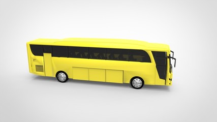 yellow bus 3d white background