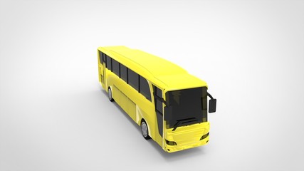 yellow bus 3d white background