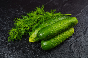 cucumbers  on black background