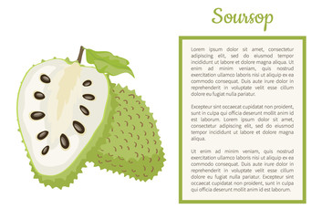 Soursop Whole and Cut Fruit Frame Text Poster