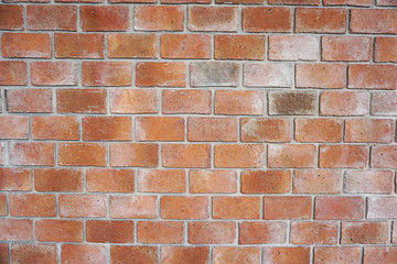 Close up Red brick wall at Coffee shop Construction site. Background Texture,Wall paper.