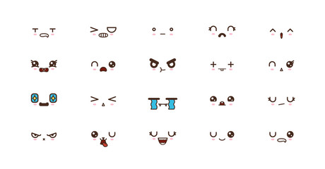 Kawaii smile emoticons. Japanese emoji