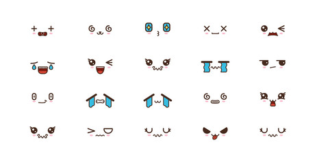 Kawaii smile emoticons. Japanese emoji