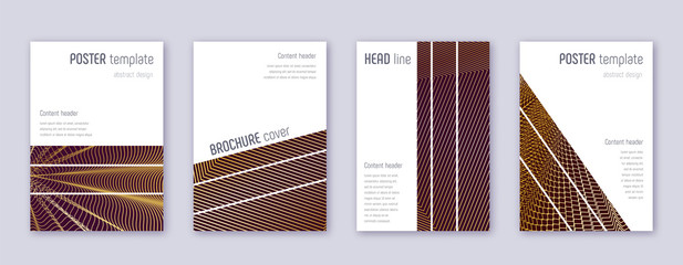 Geometric brochure design template set. Gold abstr