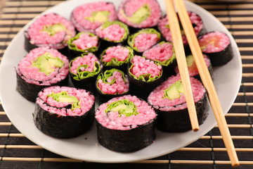 vegetarian maki and soy sauce