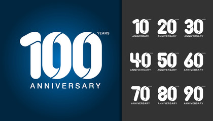 Set of anniversary logotype. Anniversary celebration design template for booklet, leaflet, magazine, brochure poster, web, invitation or greeting card.