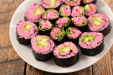 vegetarian maki and soy sauce