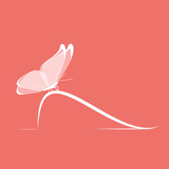 papillon-fond couleur living coral © lil_22