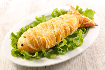 fish dough and salad