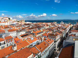 Fototapeta na wymiar View over the city and the Castelo de São Jorge, Baixa, Lisbon, Portugal