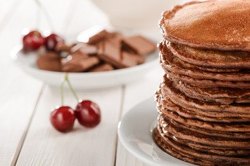 Close view on pancakes
