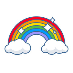 Colorful rainbow and clouds icon vector illustration.