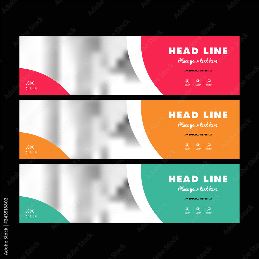 Wall mural vector web banners templates. horizontal web banner set. flat design concept. headers vector illustr