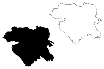 Kurdistan Province (Provinces of Iran, Islamic Republic of Iran, Persia) map vector illustration, scribble sketch Kurdistan map