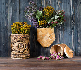 Dried herbs and flowers. Herbal medicine concept