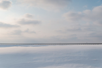 landscape view. snowed winter highway road
