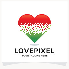 Love Pixel Logo Design Template Inspiration