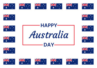 Happy Australia Day. Vector. Banner for Australia National Day with Australian flags. Greeting card, poster, holiday background template. Blue red illustration.