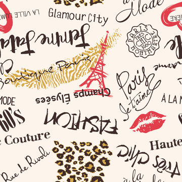 Paris Fashion and glamour abstract vector seamless pattern