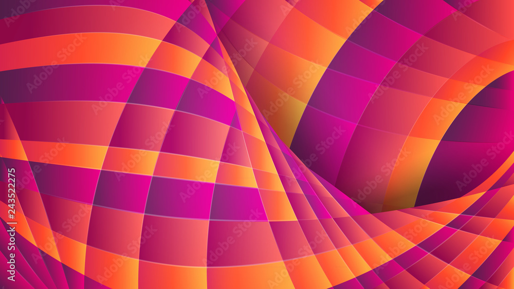 Poster abstract geometric background. violet and orange curved lines. dynamic effect energy and movement. i