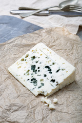 French blue cheese Roquefort, made from sheep milk in caves of Roquefort-sur-Soulzon