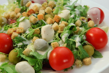 fresh salad with tomatoes and cheese