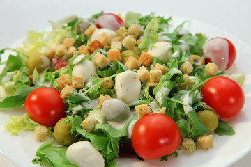 fresh salad with tomatoes and cheese