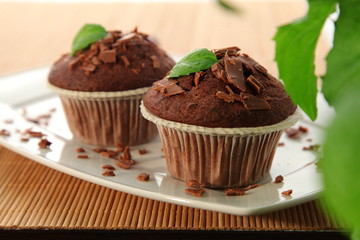 Decorated chocolate muffins