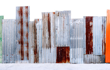 Rusty corrugated galvanized steel wall or iron metal sheet surface for texture and background.