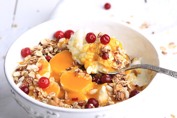 Muesli with fresh berries. healthy breakfast