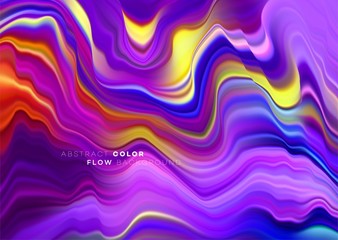 Obraz na płótnie Canvas Modern colorful flow poster. Wave Liquid shape in black color background. Art design for your design project. Vector illustration
