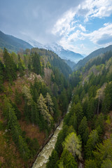 Fototapeta na wymiar Aerial view of mountain river