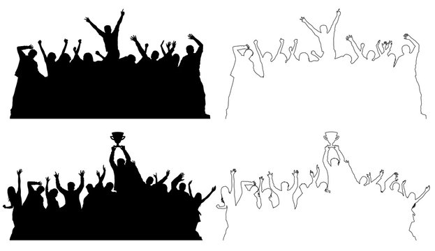 Silhouettes of dancing peoples, outline