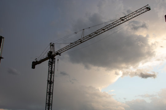 Crane with clouds, construction image