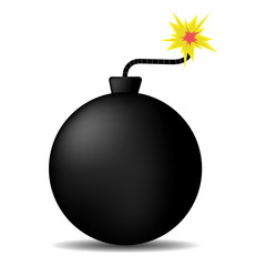 big round bomb, black powerful. sparkling wick.