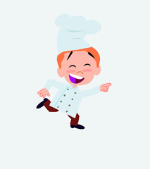 Chef running smiling.