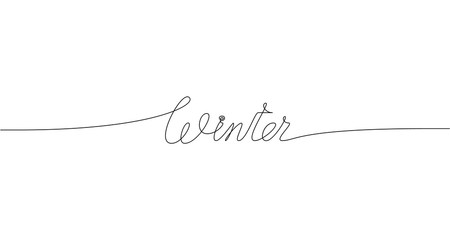 WINTER handwritten inscription. One line drawing of word