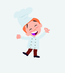 Chef exulting in happiness