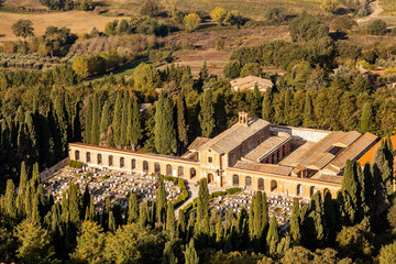 Aerial view of the cemetery in Montepulciano, Tuscany, Italy